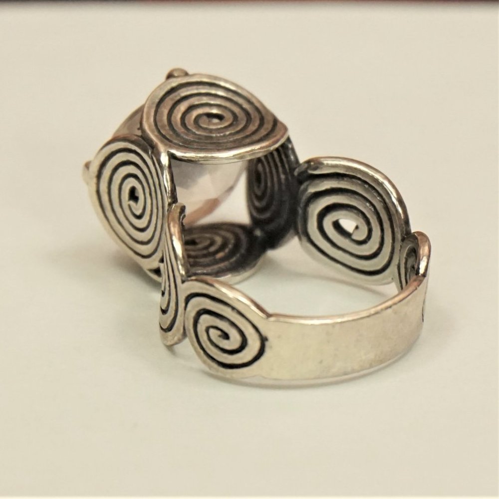 ISRAEL BIG CZ STERLING RING SIZE 8.25 HANDMADE RARE - Picture 13 of 16